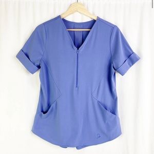 Jaanuu scrub top quarter zip ceil blue size small